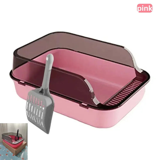 Semi-Enclosed Cat Litter Box with Scoop