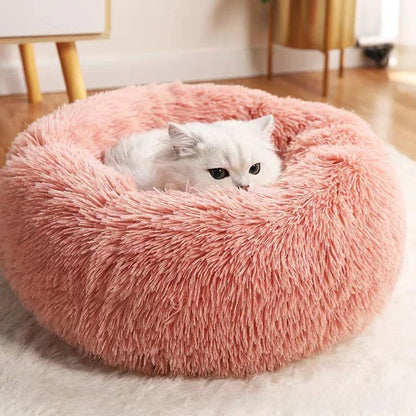 Gray Plush Cat & Dog Bed – Soft & Warm