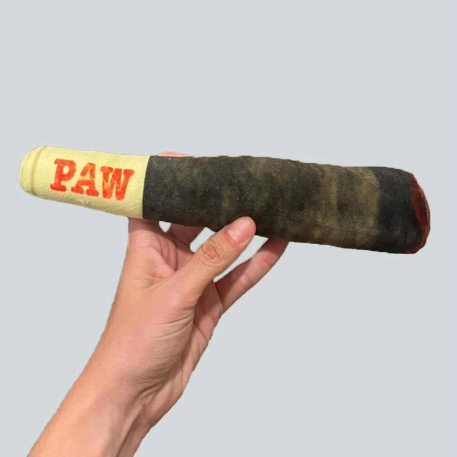 Cigar-Shaped Plush Squeaky Dog Toy
