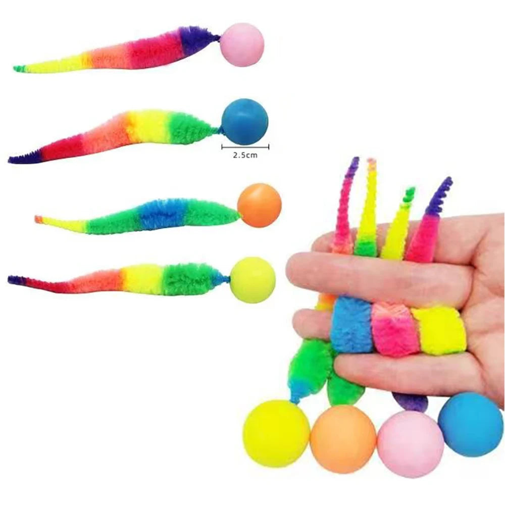 Colorful Bouncing Worm Cat Toy