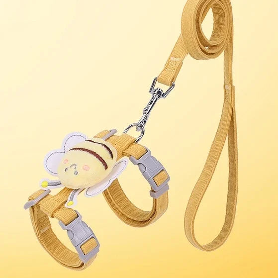 Adjustable Cat & Dog Harness with Leash – Cartoon Bee
