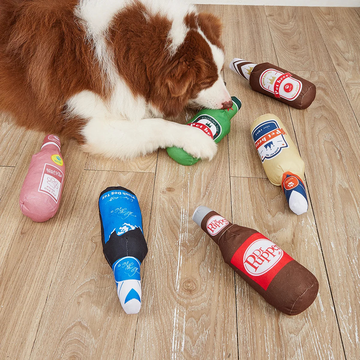 Realistic Wine Bottle Dog Toy with Squeaker