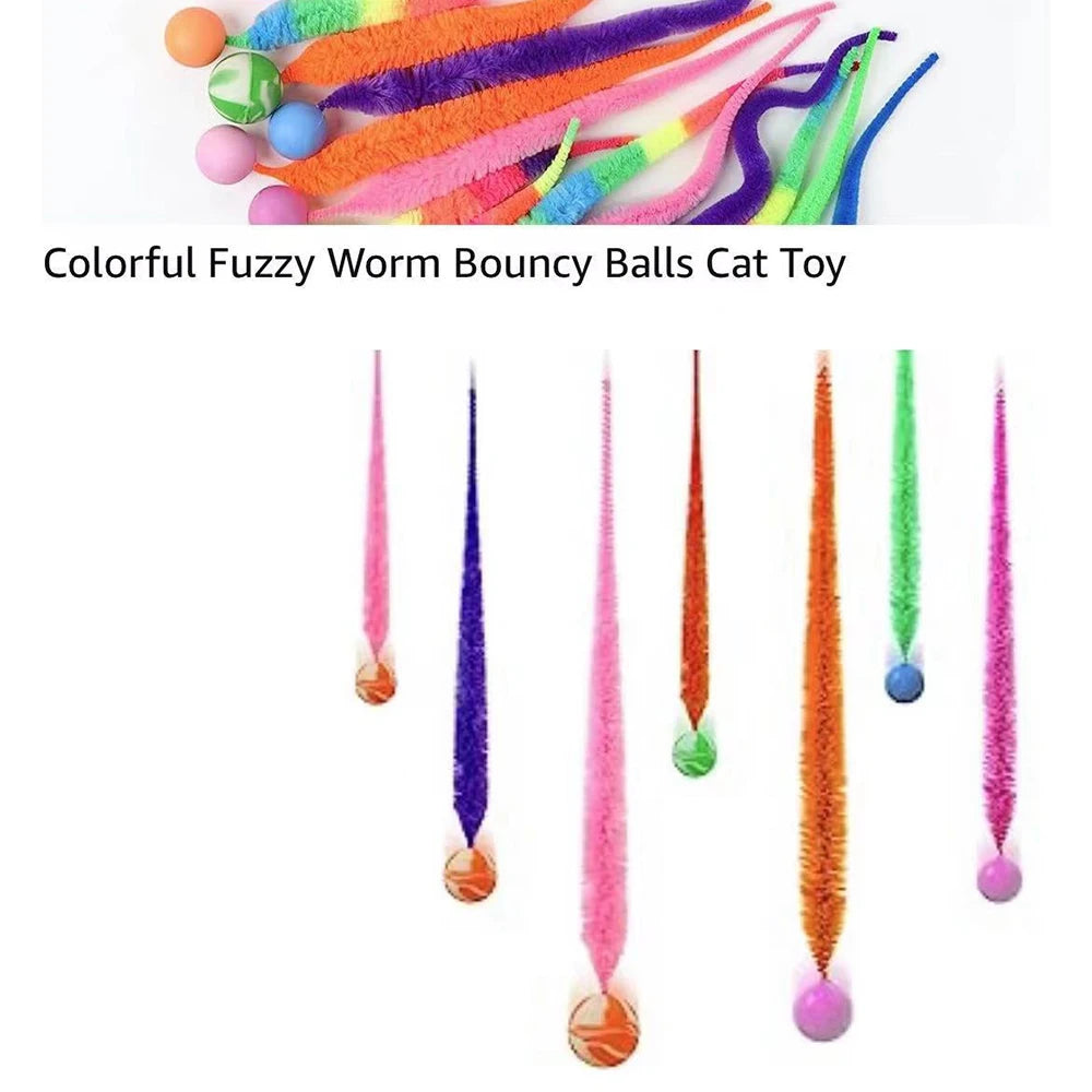 Colorful Bouncing Worm Cat Toy