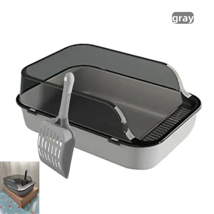 Semi-Enclosed Cat Litter Box with Scoop