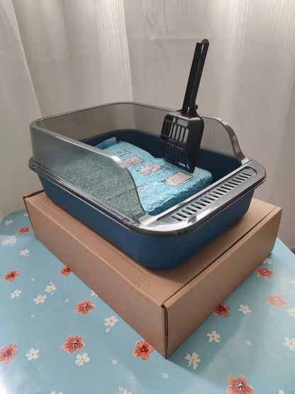 Semi-Enclosed Cat Litter Box with Scoop