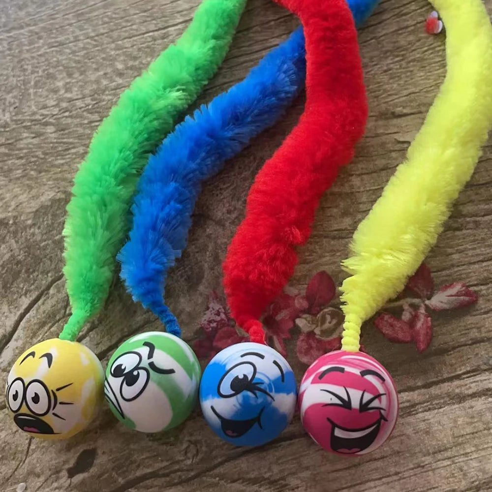 Colorful Bouncing Worm Cat Toy