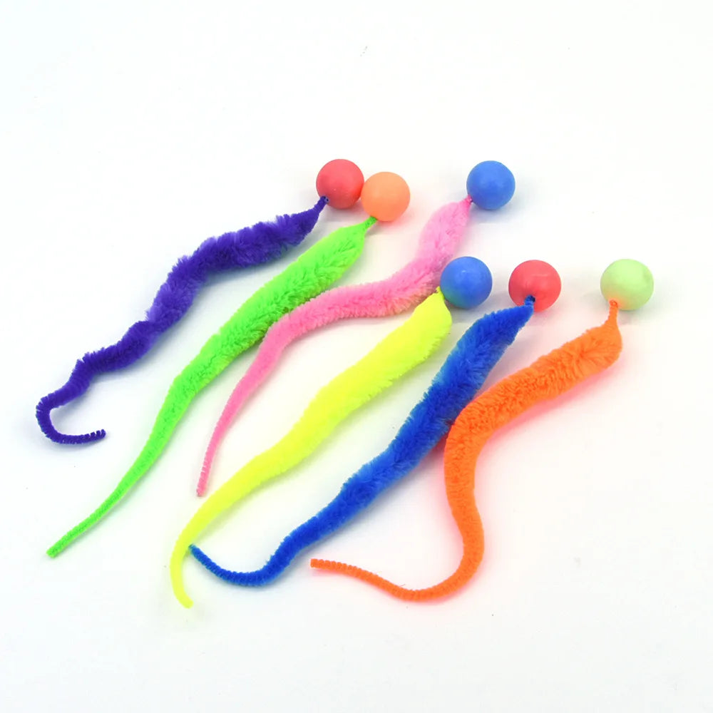 Colorful Bouncing Worm Cat Toy