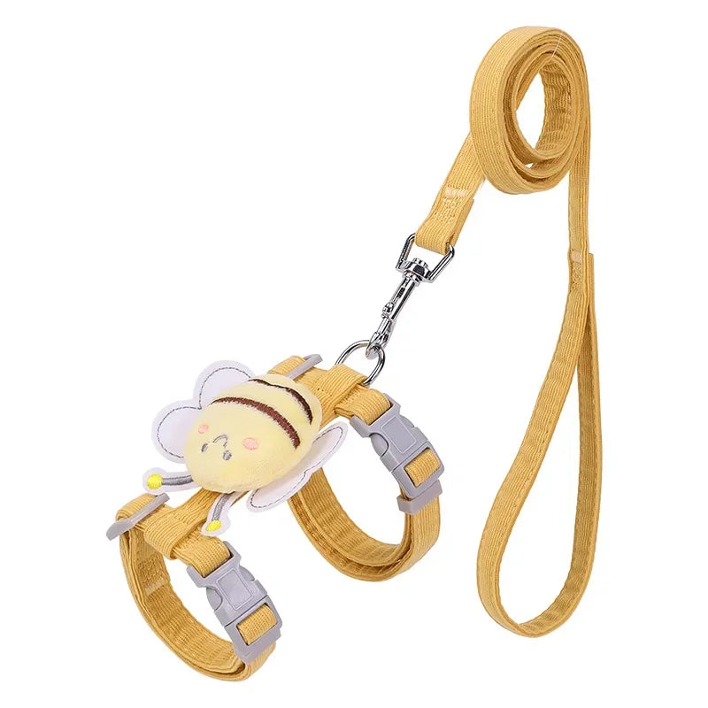 Adjustable Cat & Dog Harness with Leash – Cartoon Bee