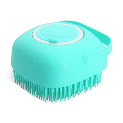 Silicone Pet Bath Brush with Shampoo Dispenser – Dog & Cat Grooming Tool