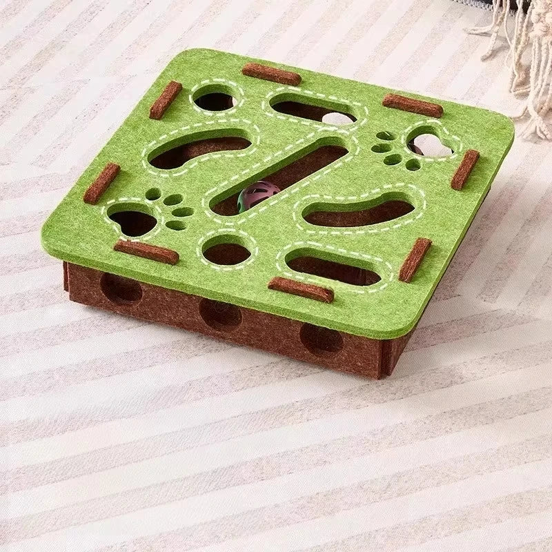 Felt Cat Puzzle Box with Ball Toy