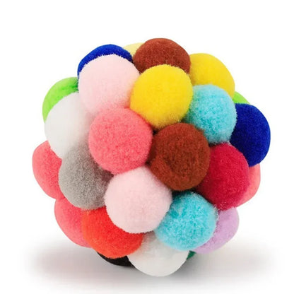 Colorful Woolen Ball Cat Toy with Bell