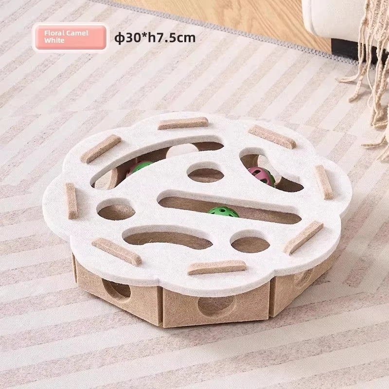 Felt Cat Puzzle Box with Ball Toy