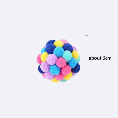 Colorful Woolen Ball Cat Toy with Bell