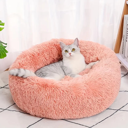 Gray Plush Cat & Dog Bed – Soft & Warm