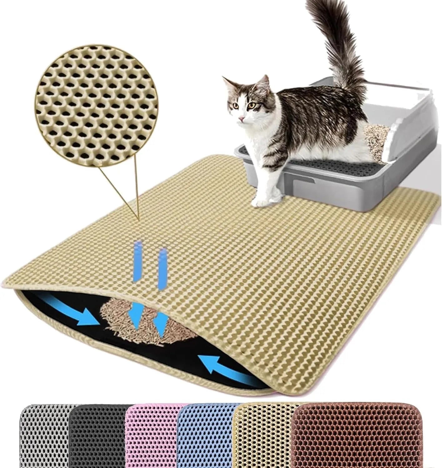Double Layer Cat Litter Mat – Waterproof & Non-Slip