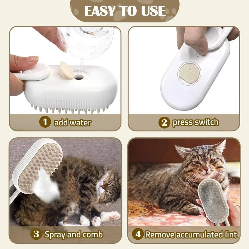 3-in-1 Electric Pet Grooming Brush – Hair Removal