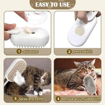 3-in-1 Electric Pet Grooming Brush – Hair Removal