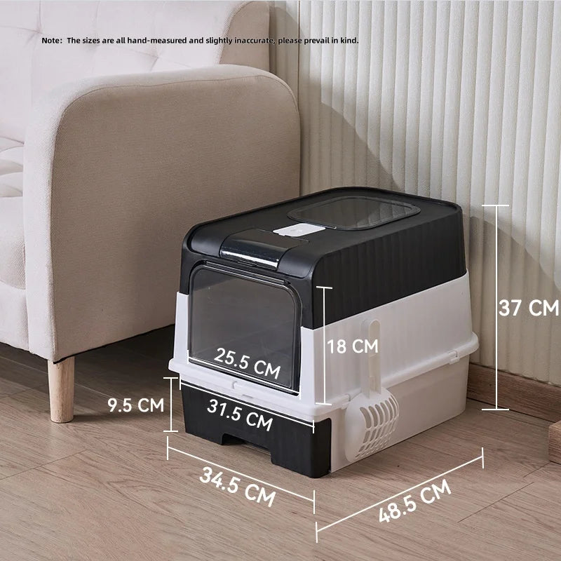 Foldable Cat Litter Box with Scoop – Top Exit