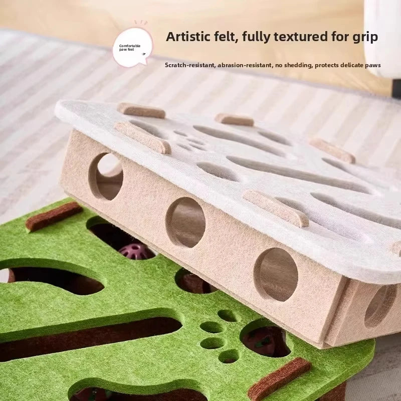 Felt Cat Puzzle Box with Ball Toy