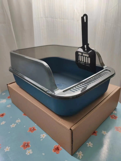 Semi-Enclosed Cat Litter Box with Scoop