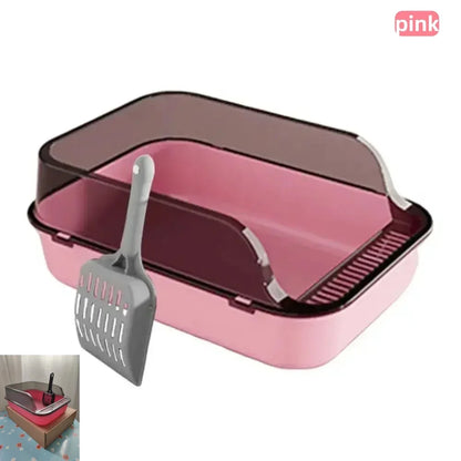 Semi-Enclosed Cat Litter Box with Scoop