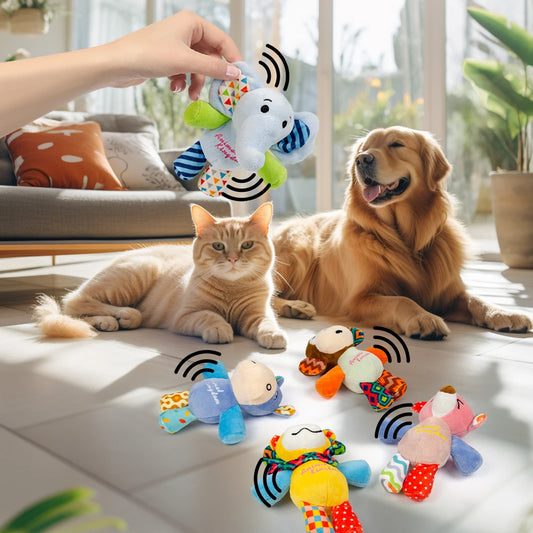 Plush Squeaky Dog Toy with Crinkle Paper
