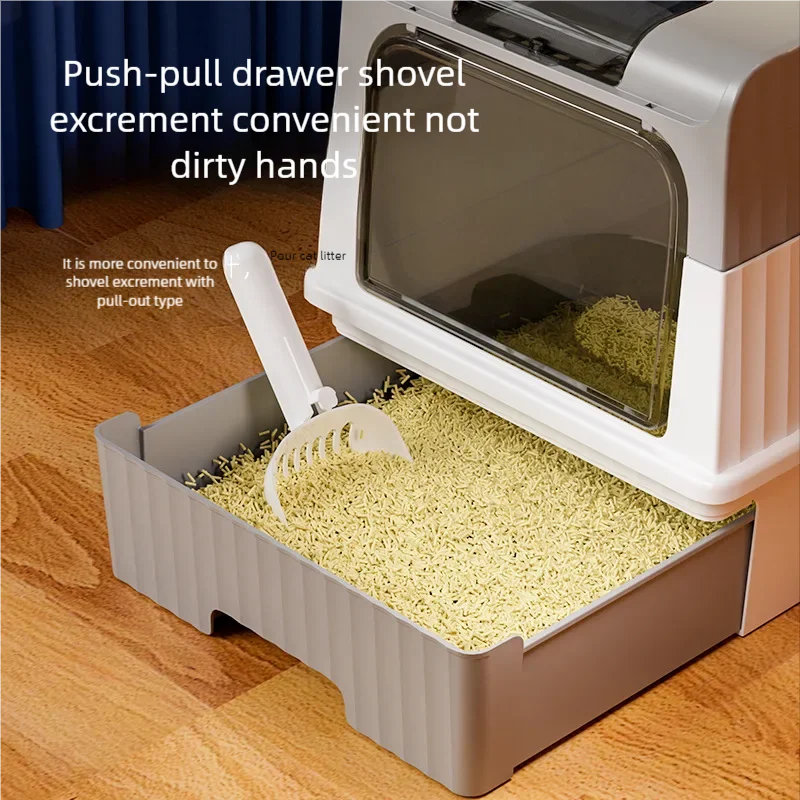 Foldable Cat Litter Box with Scoop – Top Exit
