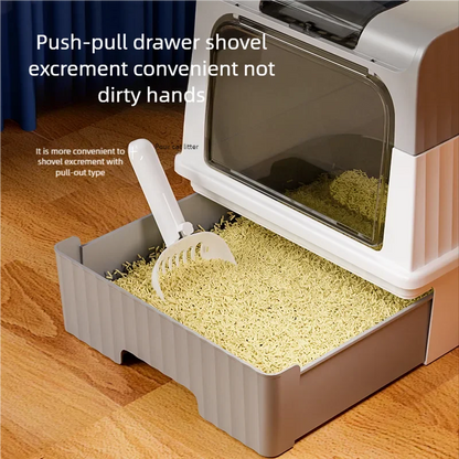 Foldable Cat Litter Box with Scoop – Top Exit