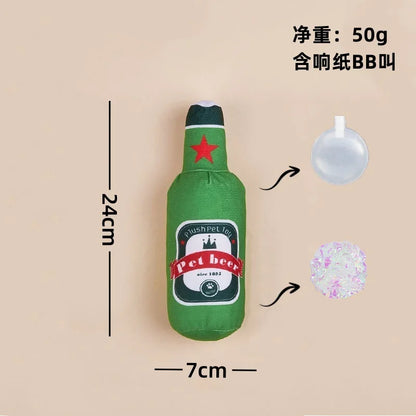 Realistic Wine Bottle Dog Toy with Squeaker