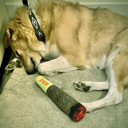 Cigar-Shaped Plush Squeaky Dog Toy
