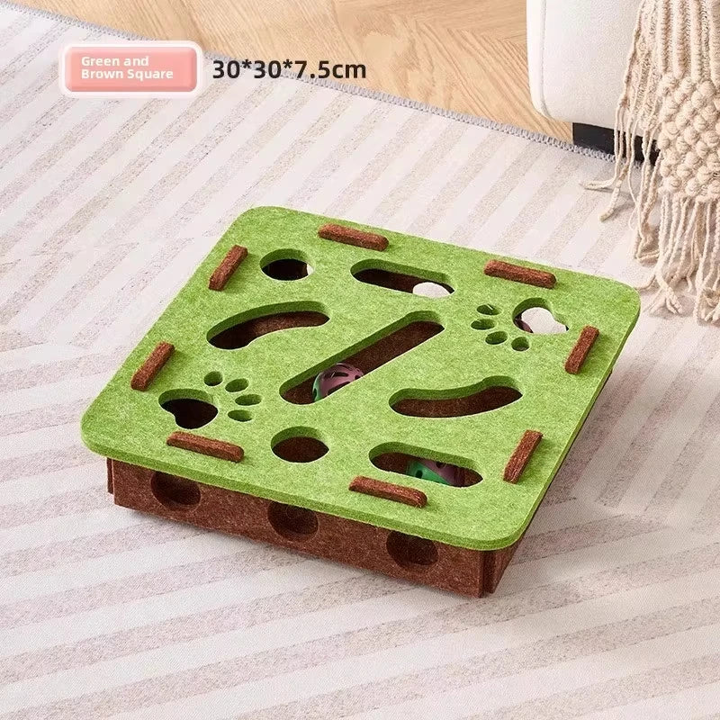 Felt Cat Puzzle Box with Ball Toy