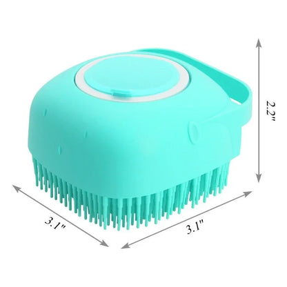 Silicone Pet Bath Brush with Shampoo Dispenser – Dog & Cat Grooming Tool