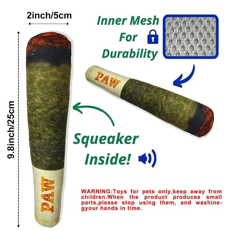 Cigar-Shaped Plush Squeaky Dog Toy