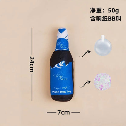 Realistic Wine Bottle Dog Toy with Squeaker