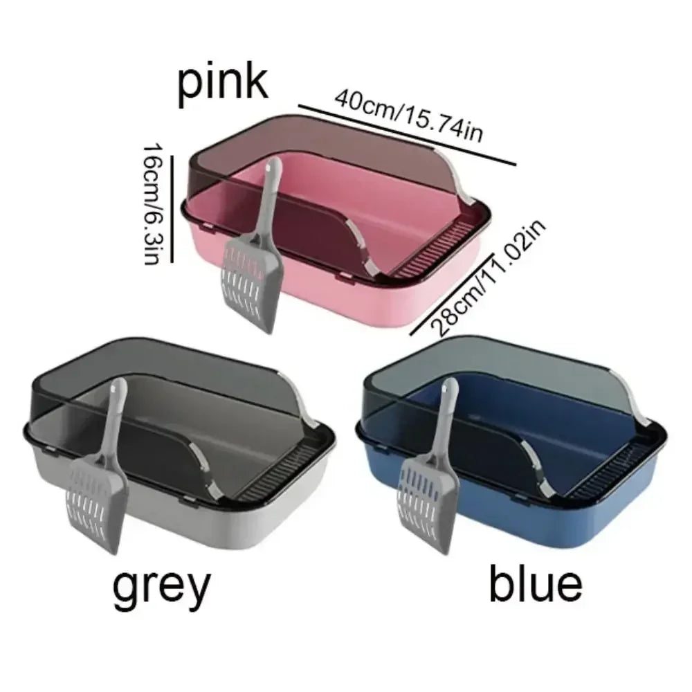 Semi-Enclosed Cat Litter Box with Scoop