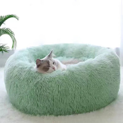 Gray Plush Cat & Dog Bed – Soft & Warm