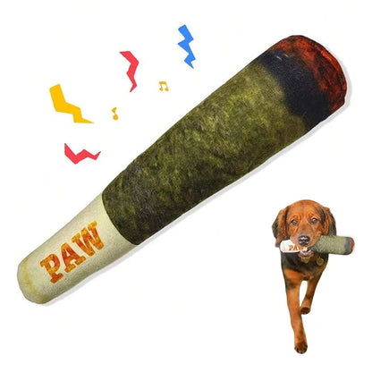 Cigar-Shaped Plush Squeaky Dog Toy
