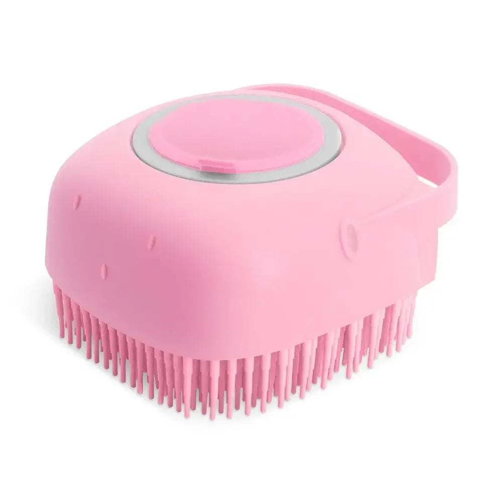Silicone Pet Bath Brush with Shampoo Dispenser – Dog & Cat Grooming Tool