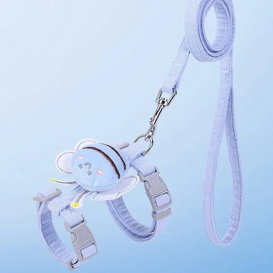 Adjustable Cat & Dog Harness with Leash – Cartoon Bee