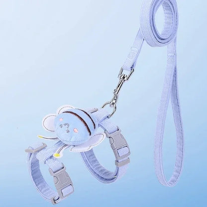 Adjustable Cat & Dog Harness with Leash – Cartoon Bee