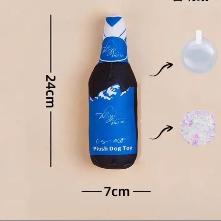 Realistic Wine Bottle Dog Toy with Squeaker