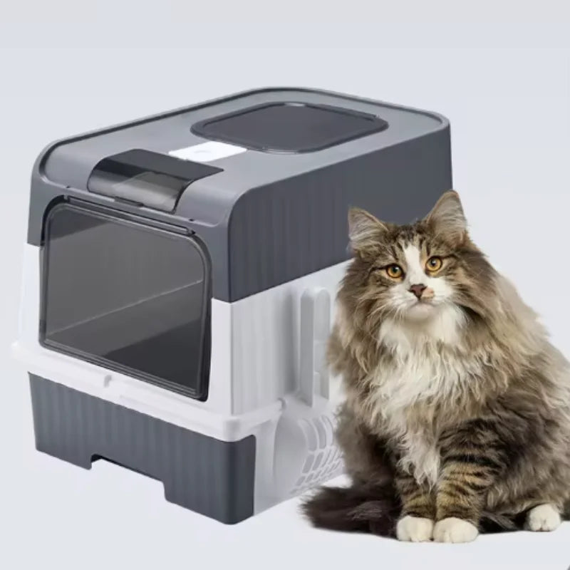 Foldable Cat Litter Box with Scoop – Top Exit