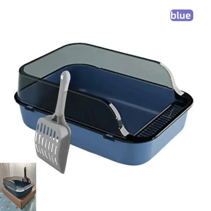 Semi-Enclosed Cat Litter Box with Scoop