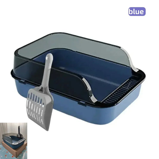 Semi-Enclosed Cat Litter Box with Scoop