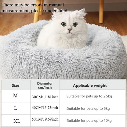 Gray Plush Cat & Dog Bed – Soft & Warm