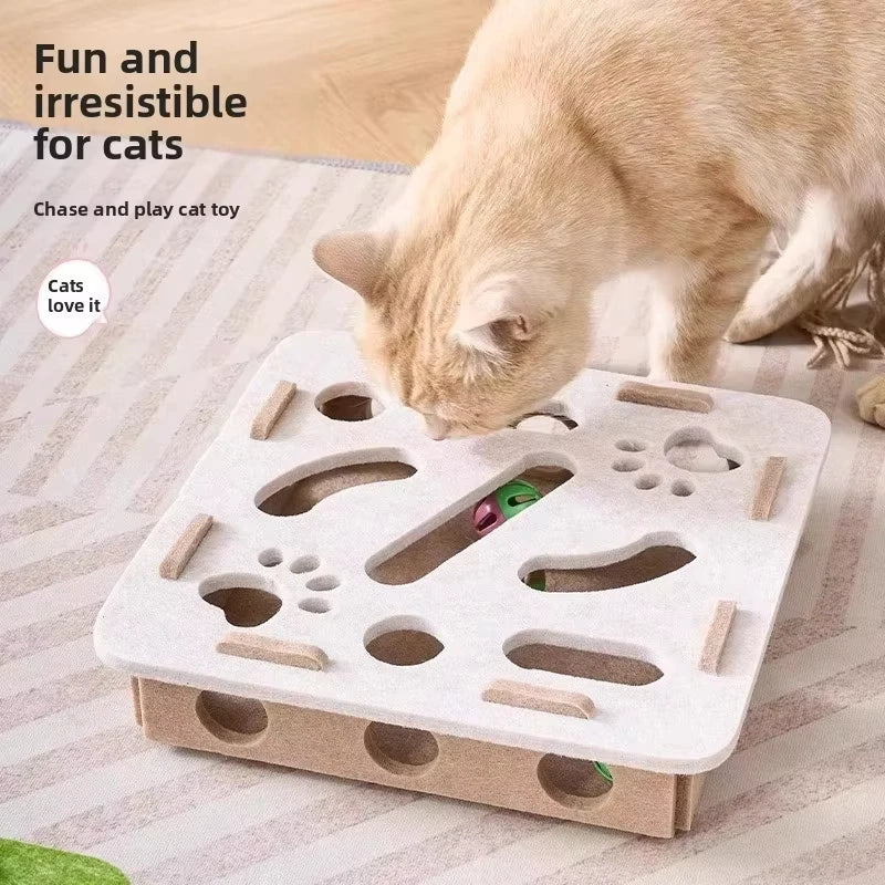 Felt Cat Puzzle Box with Ball Toy