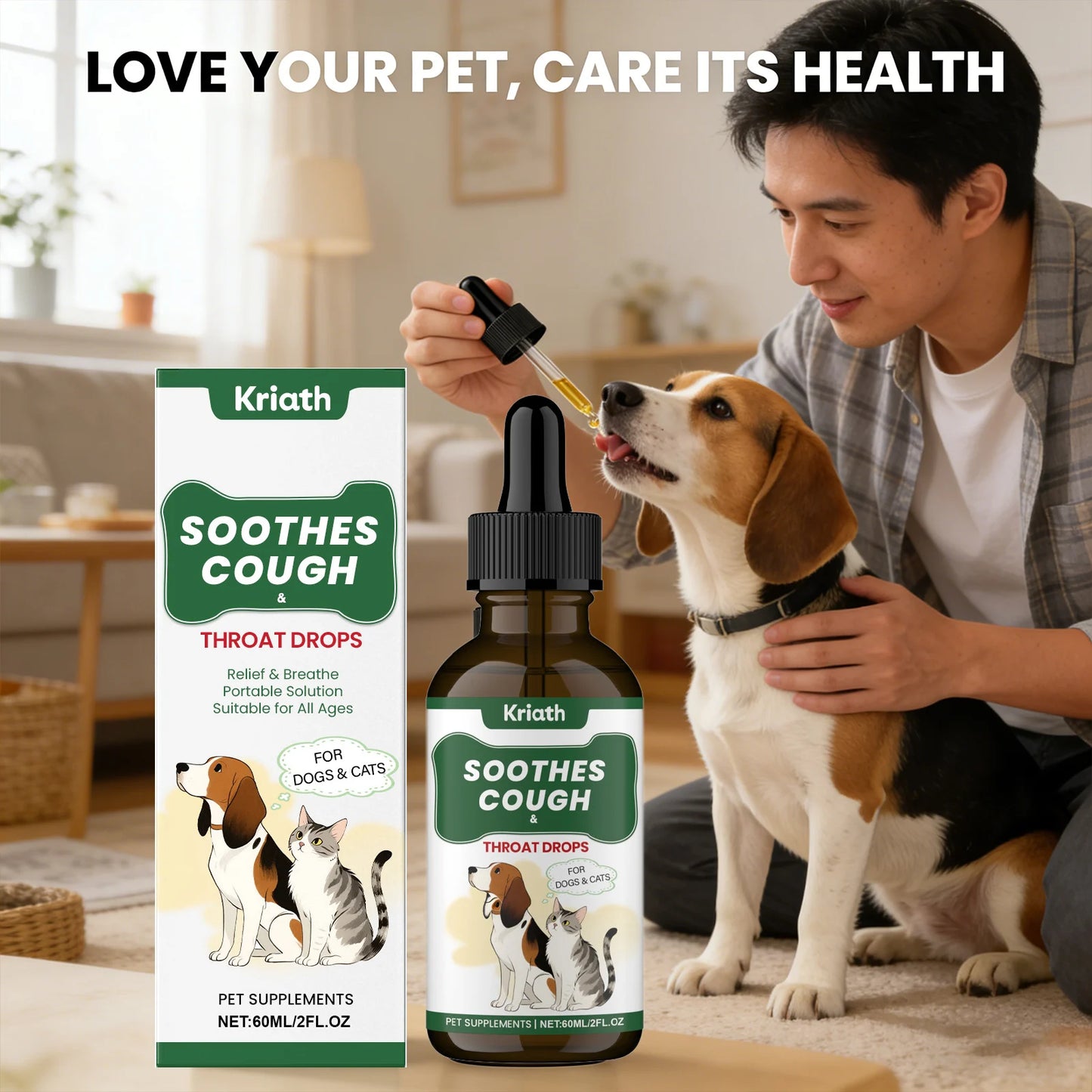 Pet Herbal Throat Support Liquid – Respiratory Care for Dogs