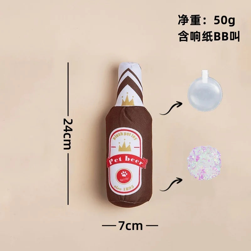 Realistic Wine Bottle Dog Toy with Squeaker