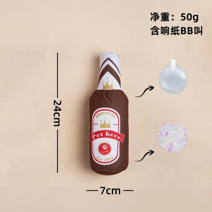 Realistic Wine Bottle Dog Toy with Squeaker
